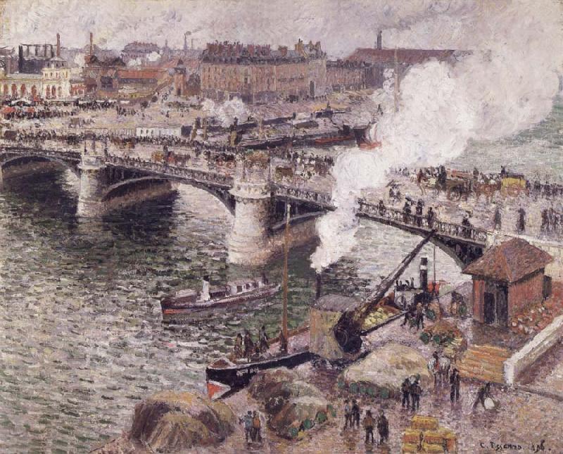 Camille Pissarro Pont Boieldieu in Rouen,damp weather oil painting image